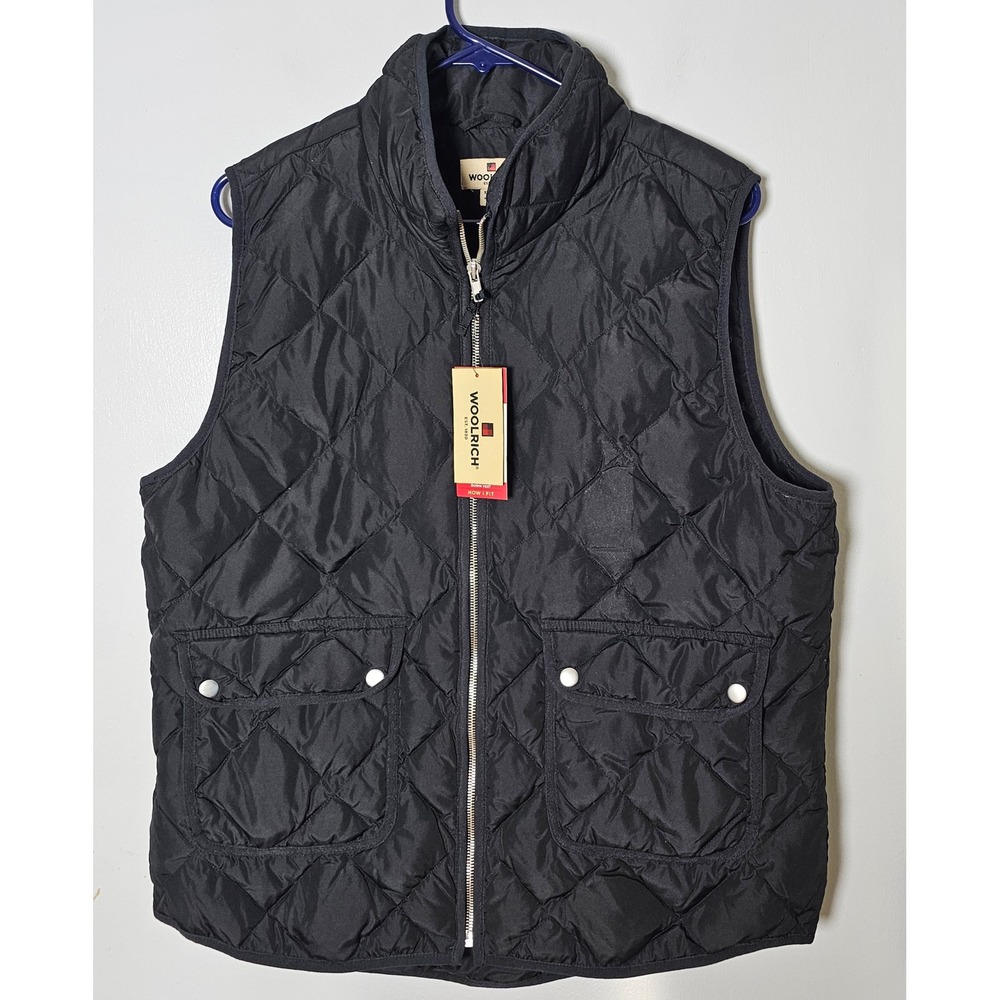 Woolrich Womens Sz XL Black Diamond Quilted Lightweight Down Puffer Vest NWT